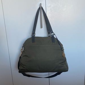 Lo & Sons Olive Green Nylon Shoulder Bag with Black Handles